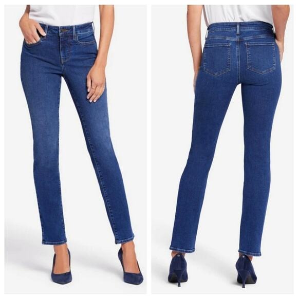 NYDJ Sheri Slim High Rise Straight Leg Blue Denim Jean Size 12P - Picture 16 of 16